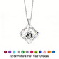 Engraved photo birthstone necklace