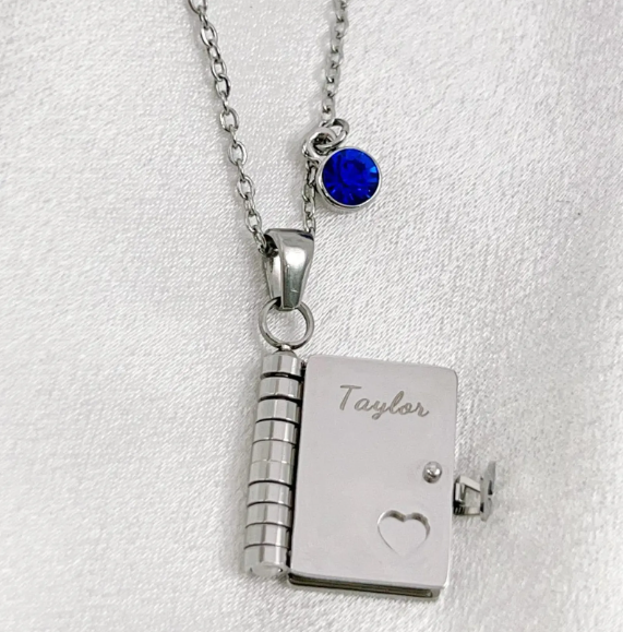 Personalized book necklace