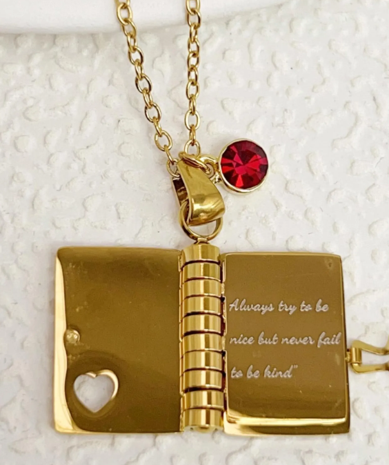 Personalized book necklace