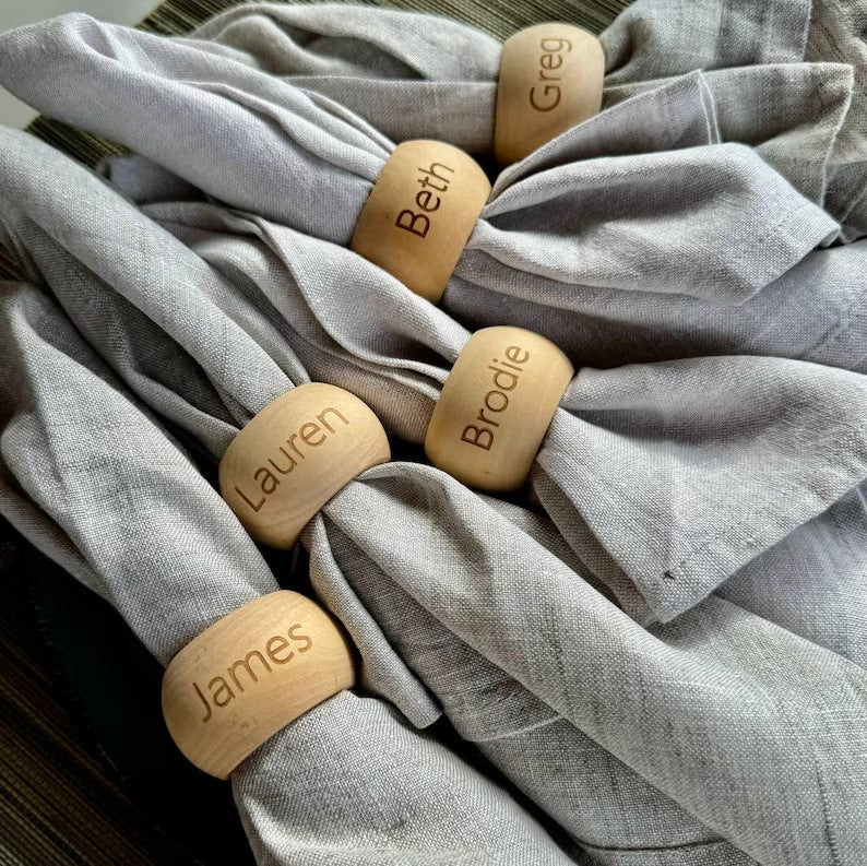 Personalized Engraved Schima Wood Napkin Rings