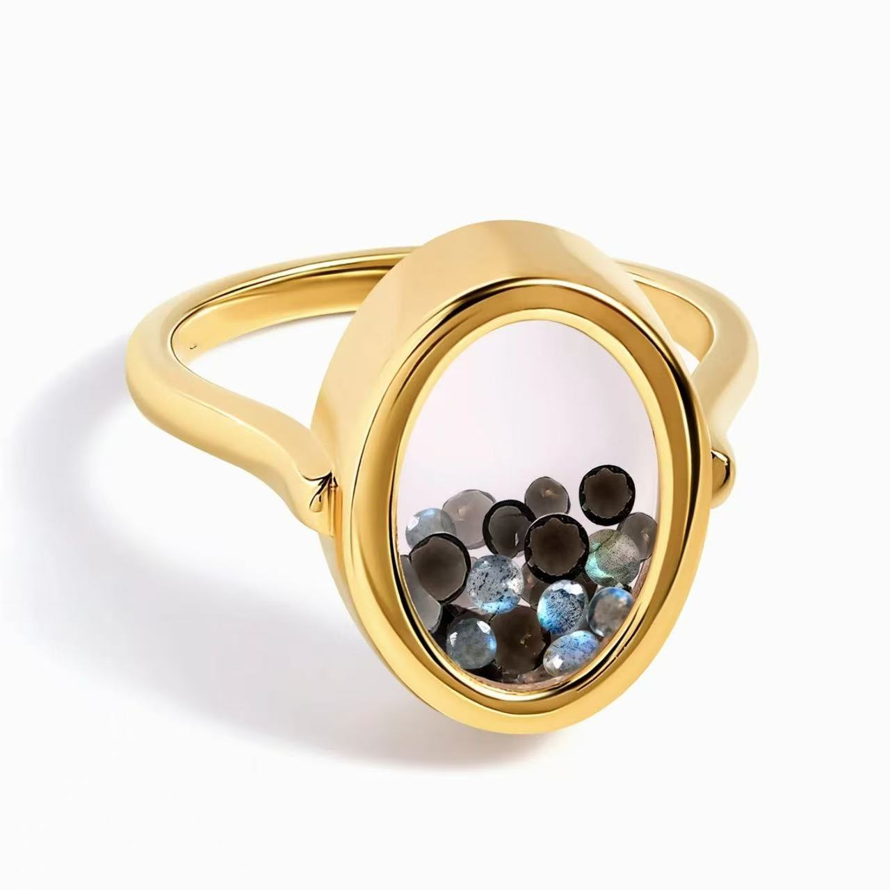 Oval Colored Diamond Adjustable Ring