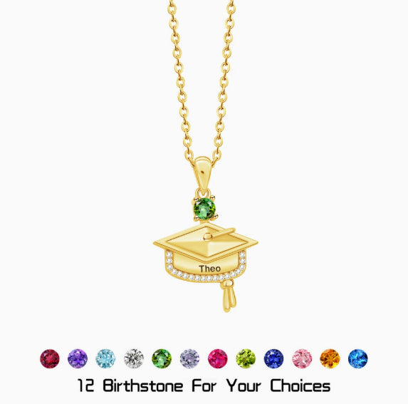 Custom Graduation Birthstone Necklace
