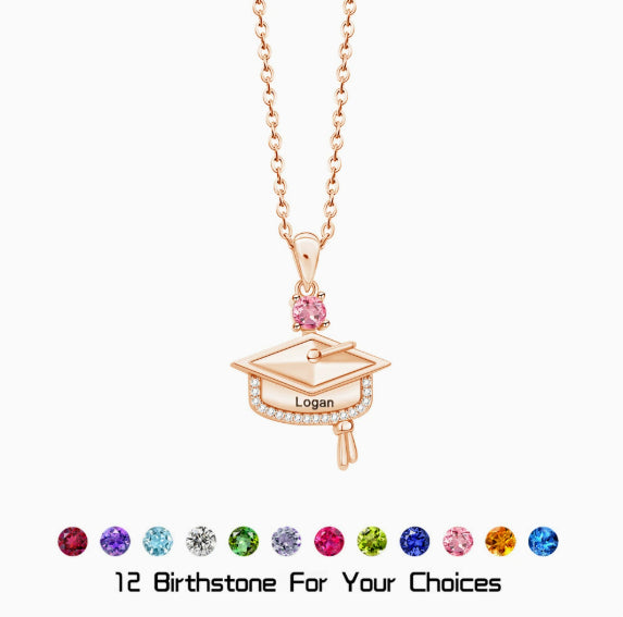 Custom Graduation Birthstone Necklace