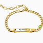 Custom Engraved Parent - Child Cuban Link Bracelets - Personalized Birthstone, Stainless Steel Curved Bar - Parent - Child Bracelet Set
